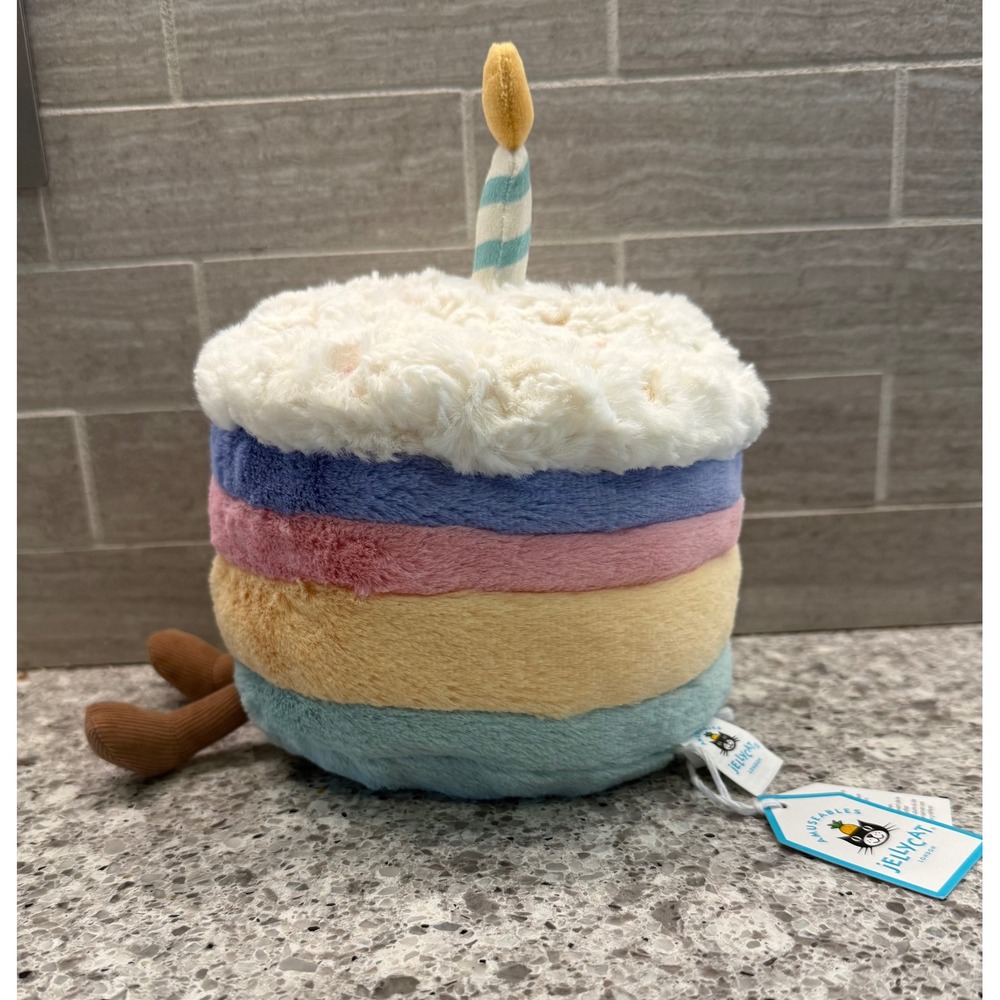 Darling Jellycat NWT M Amuseables Rainbow Birthday Cake Plush and Dust Bag OOS - Picture 6 of 9
